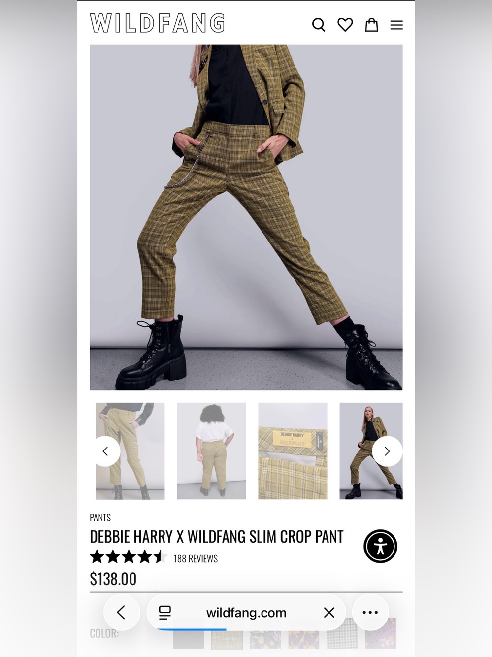 Debbie Harry x Wildfang yellow plaid trousers - Picture 6 of 6